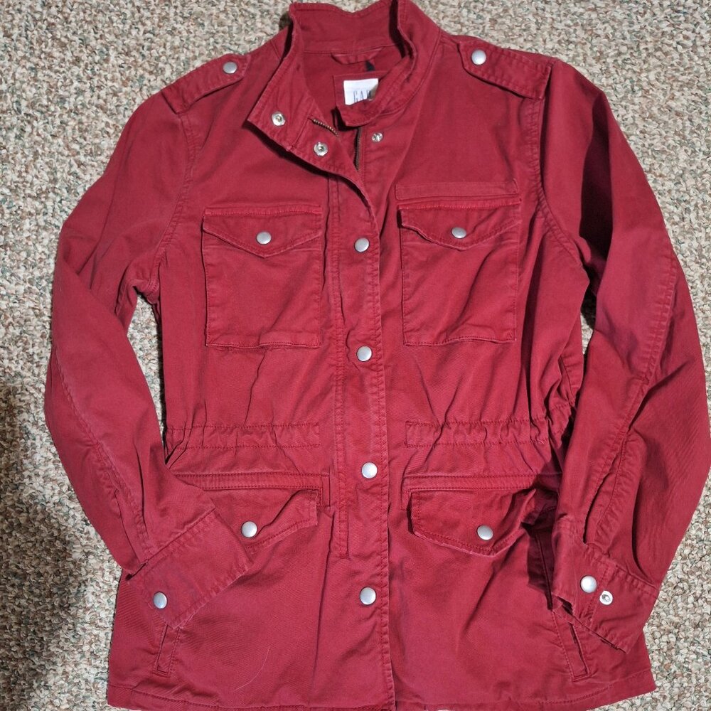 Red Military Cargo Utility Gap Jacket Coat